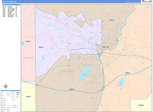 Battle Creek, MI Zip Code Map